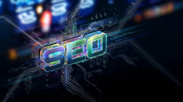 The image shows a futuristic and digital representation of the term "SEO," symbolizing advanced search engine optimization technology and strategies. -search engine positioning